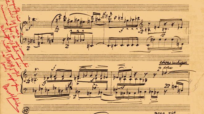 Partitura manuscrita de la Suite, op. 25