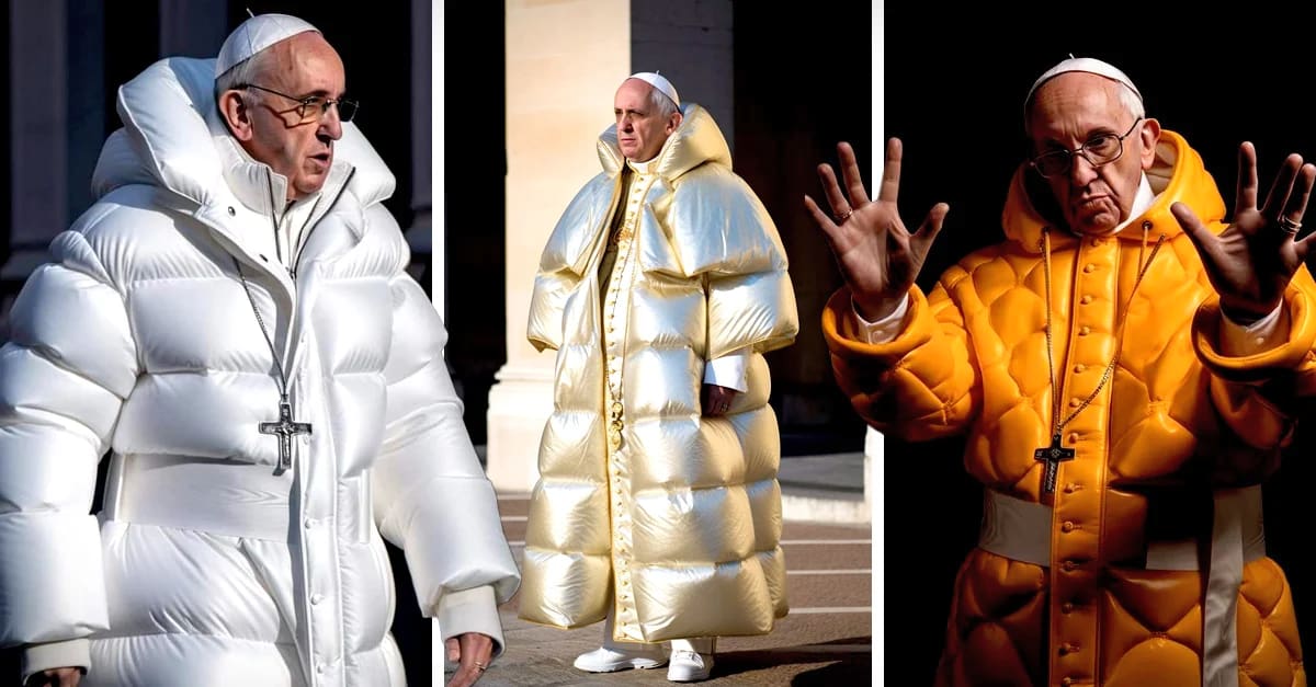 Falsas imágenes del Papa Francisco con abrigos de plumas